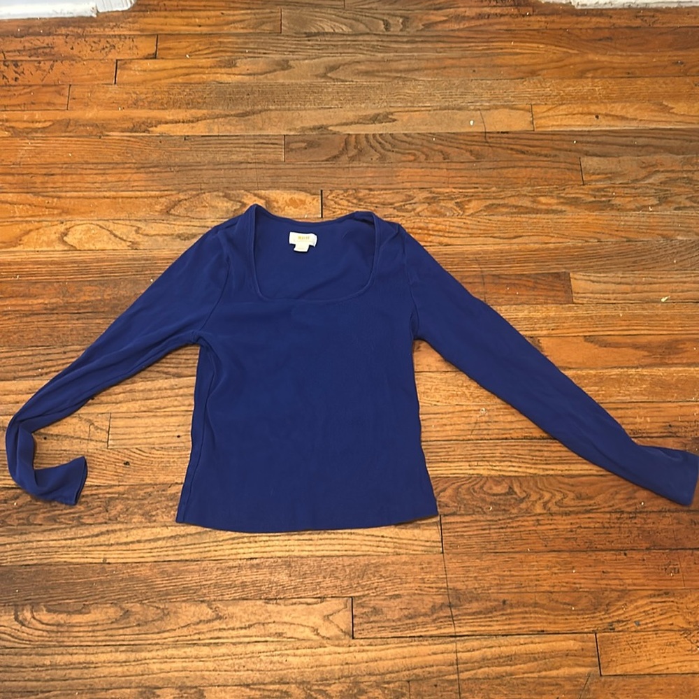 Maeve by Anthropologie Women’s Blue Long Sleeve Square Neck Top size XL